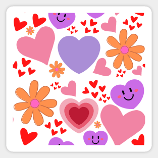 Happy Hearts and Flowers Sticker